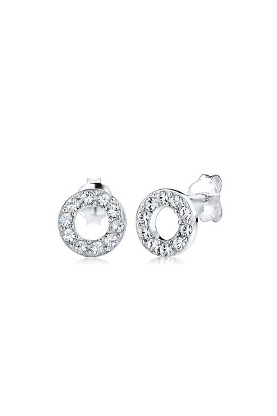 ELLI Ohrringe Basic Kreis Geo Trend Kristalle Silber