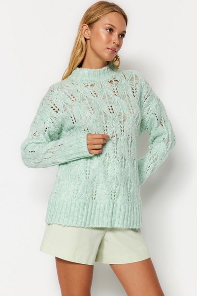 Trendyol Collection Mint Thick Knit Detailed Knitwear Sweater TWOAW24KZ00690