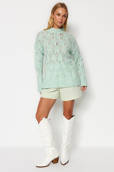 Trendyol Collection Mint Thick Knit Detailed Knitwear Sweater TWOAW24KZ00690