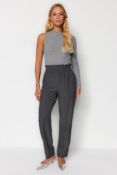 Trendyol Collection Anthracite Elastic Waist Slim Leg Woven Trousers TWOAW24PL00185
