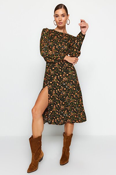 Trendyol Collection Tarka hasított mintás szőtt ruha TWOAW23EL00325