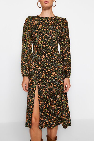 Trendyol Collection Tarka hasított mintás szőtt ruha TWOAW23EL00325