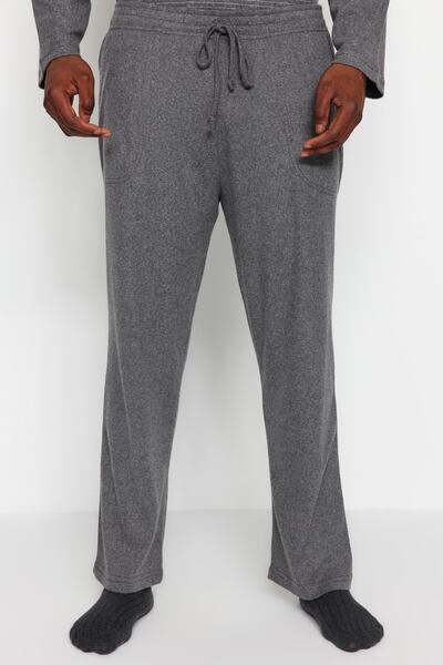 Trendyol Collection Σετ πιτζάμες καπνιστό πλεκτό κανονικής εφαρμογής μεγάλου μεγέθους TMNAW24AI00002