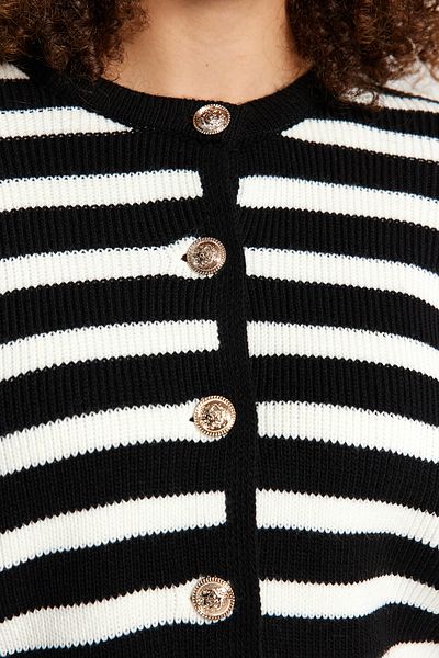 Trendyol Curve Schwarz gestreifter Strick-Cardigan TBBAW24AV00011