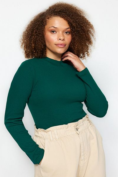 Trendyol Curve Dark Green Knitted Bodysuit TBBAW23CS00001