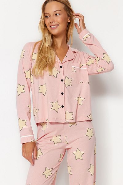Trendyol Collection Hvězdicová pletená sada pyžama ze 100% bavlny - Thmaw21Pt0456