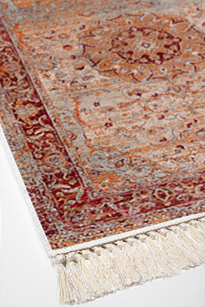 Alanur Home Eco Trend DJT 3-Piece Washable Non-Slip Base Bathroom Mat Set P1356 Vintage Red