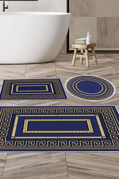 Alanur Home Eko Trend DJT Σετ 3 πλενόμενων αντιολισθητικών πατωμάτων μπάνιου 651M Μοντέρνο Χρυσό