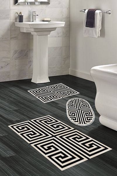 Alanur Home Eko Trend DJT Σετ 3 πλενόμενων αντιολισθητικών πατωμάτων μπάνιου 658M Μοντέρνο Μαύρο
