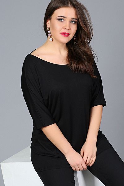 Moda Cazibe Γυναικεία Μαύρη Πλάτη Χαμηλή Παγιέτα Μπλούζα με μισό μανίκι M9313