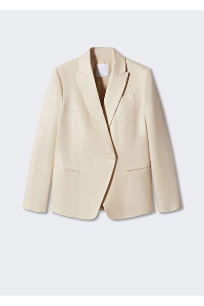 MANGO Woman Düğmeli Keten Blazer Ceket