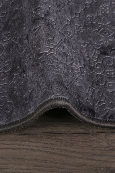 Bonny Home Nova Anthracite (80X150 + 50X80 cm) Large Size 2-Piece Bathroom Rug Set Non-Slip Toilet Set