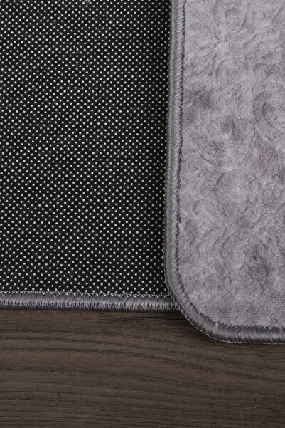 Bonny Home Nova Gray (80X150 + 50X80 cm) Large Size 2-Piece Bathroom Rug Set Non-Slip Base Toilet Set