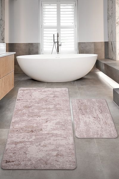 Bonny Home Nova Mink (80x150 + 50x80 cm) Σετ Χαλιά Μπάνιου 2 τεμαχίων Μεγάλου μεγέθους Σετ Τουαλέτας Αντιολισθητική Βάση