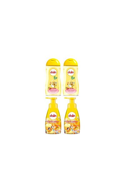 Dalin Almond Easy Comb Baby Shampoo 200 ml 2 Pieces + Foam Soap Mango and Orange 200 ml 2 Pieces