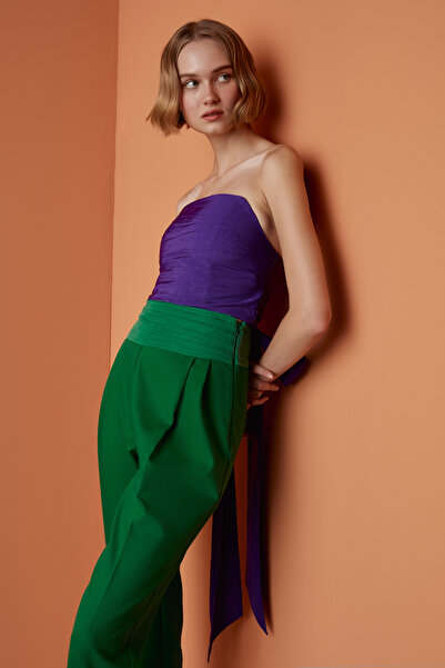 adL Mert Aslan Straplez Büzgülü Bluz