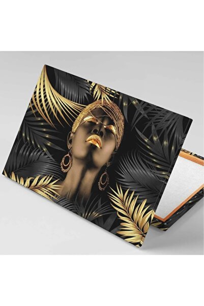 CANVASUM Afrikalı Zenci Kadın Altın Küpe Siyahi Gold Yaprak Kanvas Tablo AR030128