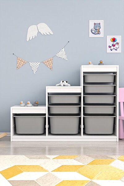 Pratico Swiss 9 Gri Sepetli Beyaz Gövde Çok Amaçlı Dolap