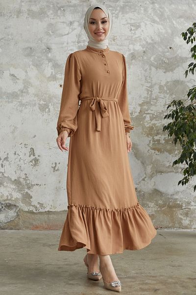 InStyle Φόρεμα Ayrobin με κουμπιά Meyra - Camel