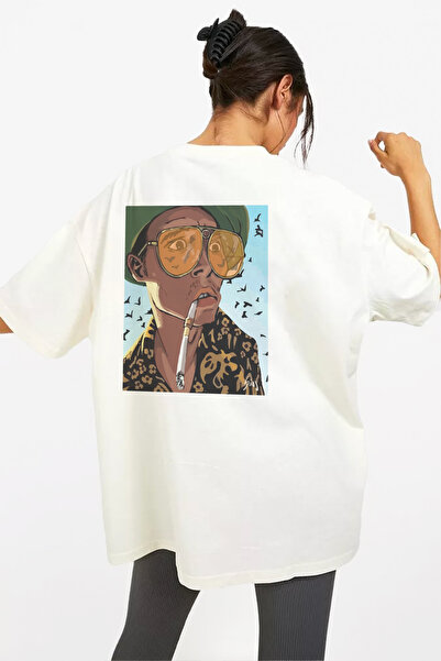 OLCMODA Λευκό Artistic Printed Crew Neck 100% Cotton Oversize/unisex/γυναικεί...