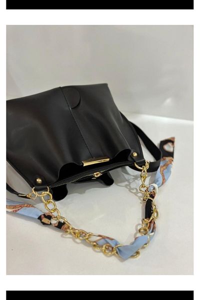 ENDERON Geantă de mână și geantă de umăr din piele moale cu 3 compartimente cu eșarfă și accesorii cu lanț