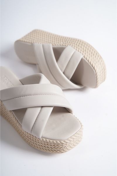 BZ Moda MELENA KT Papuci de damă cu talpă ortopedică cu toc crem
