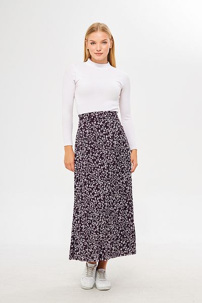 comstar Fustă lungă plisată cu model floral crocant, fustă de vară cu model floral, fustă creponată, fustă hijab