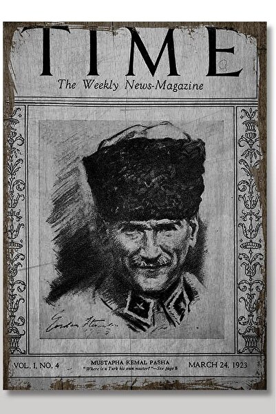 Bedeko Ahşap Tablo 25cm X 35cm Mustafa Kemal ATATÜRK Time Gazetesi