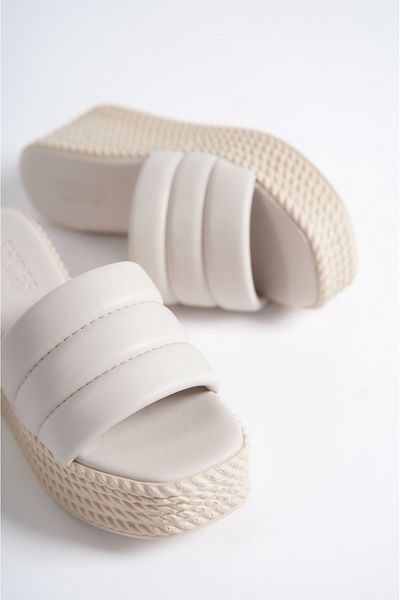 Joy Woman ADARA High/Thick Orthopedic Sole Wedge Heels Women's Daily Slippers KT Cream