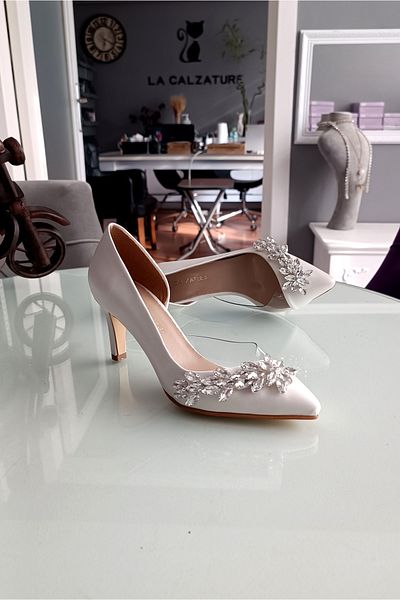 LA CALZATURE Sedef Satin Side Transparent Star Accesoriu 7cm Toc Stiletto Rochie De Seara Pantofi Dama