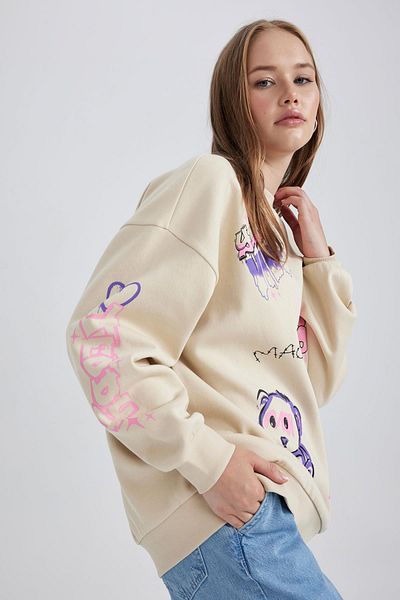 DeFacto Thick and Crew Neck Oversize Sweatshirt - A4755ax23wn