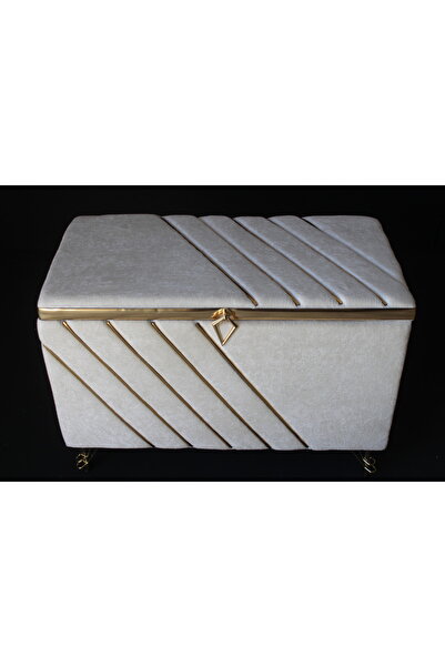 HUZUR ÇEYİZ Çapraz Metalli Dilimli Tekli Büyük Boy Çeyiz Sandığı