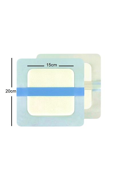 luofucon Foam Wound Cover Wound Contact Layer Adhesive Edge Dressing Waterproof 20x20cm 1 Piece
