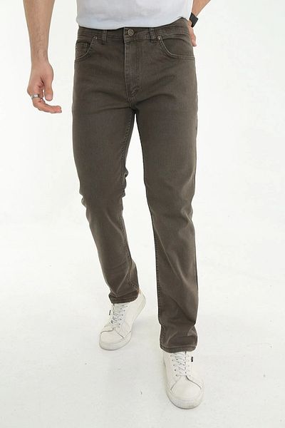 Olivia DIGITAL Regular Cut Zippered Wide Leg High Waist Men's Khaki Dad Linen Trousers