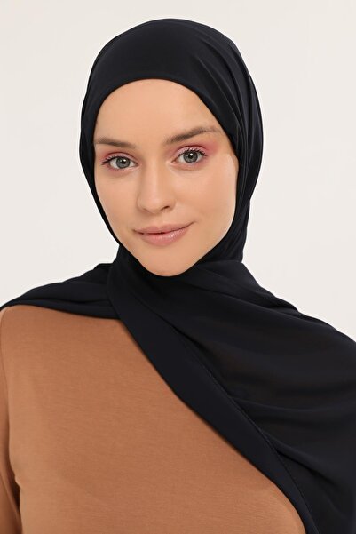 Altobeh Ready Practical Luxury Snap Elastic Boned Chiffon Shawl Navy Blue