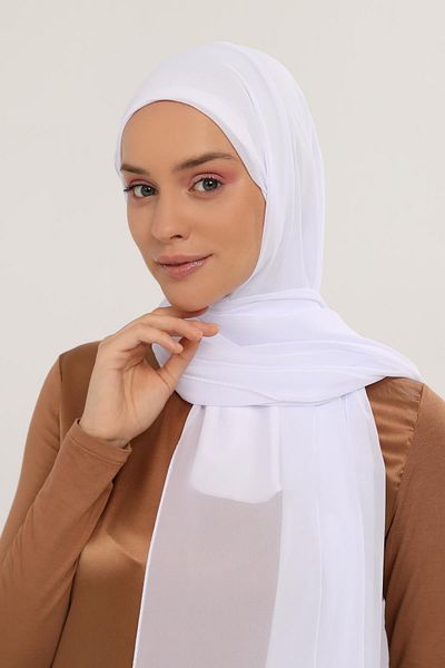 Altobeh طوق رقبة فاخر عملي جاهز من الشيفون باللون الأبيض