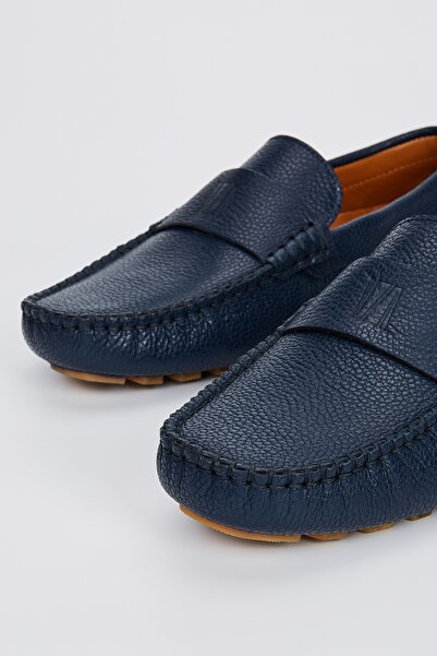 Valmenti Мъжки тъмносини мокасини от естествена кожа