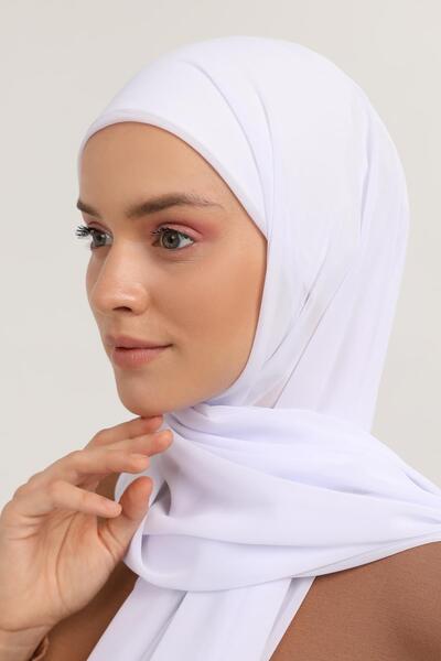 Altobeh Έτοιμο πρακτικό πολυτελές καπό σιφόν σάλι λευκό