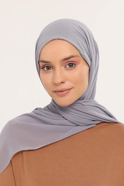Altobeh Ready Practical Luxury Snap Elastic Boned Chiffon Shawl Grey