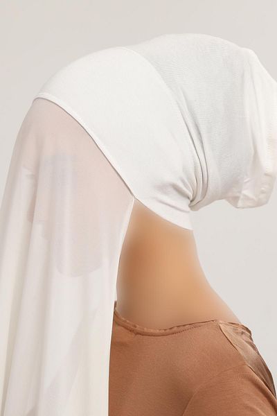 Altobeh Ready Practical Luxury Pipe Bonnet Chiffon Shawl Ecru