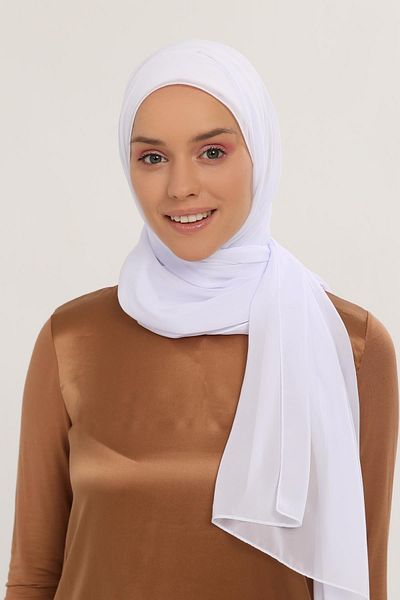 Altobeh Έτοιμο Luxury Practical Hijab Chiffon Shawl White