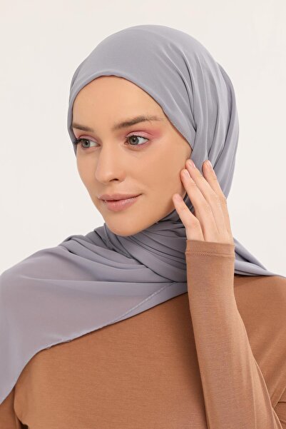 Altobeh Ready Practical Luxury Snap Elastic Boned Chiffon Shawl Gray