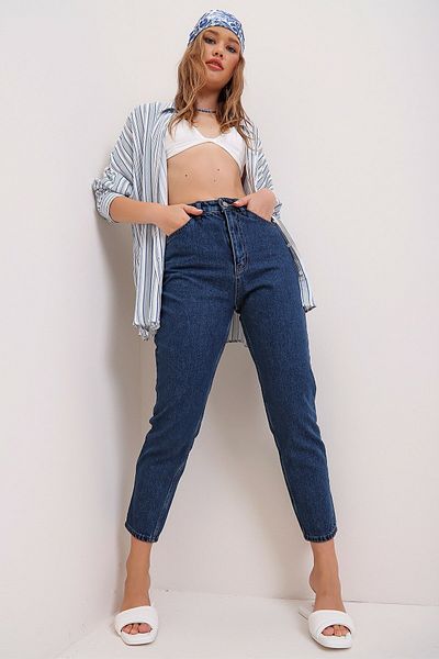BROSERER Pantaloni Sista Deep Blue Lycra Mom Jean