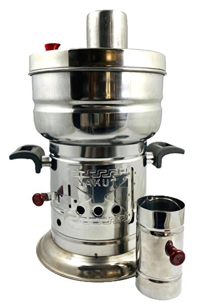 Tiesa Home Paslanmaz 5 Litre Çelik Odunlu Semaver Tek Musluk Demliksiz