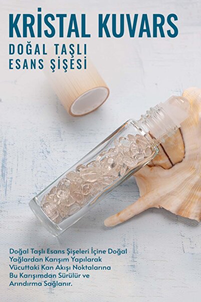 Deniz Doğal Taş Sertifikalı Kristal Kuvars Doğal Taşlı Esans Şişesi 10cc ( Ke...