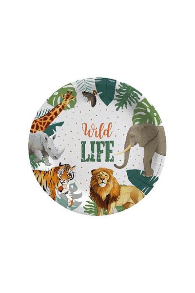 party mix Safari Plate 8-Piece Lion Safari Birthday Concept 1 Year Old One Plate 8-Piece