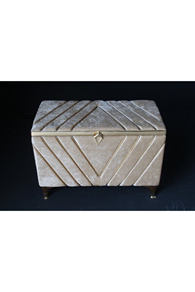 HUZUR ÇEYİZ V Dilimli Metalli Tekli Büyük Boy Çeyiz Sandığı