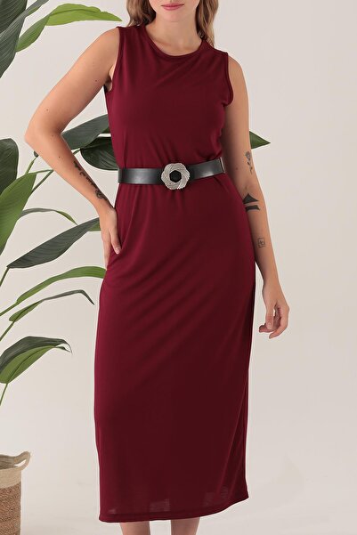 ESPİNA Long Belted Viscose Kosuz - Casual Women's Dress
