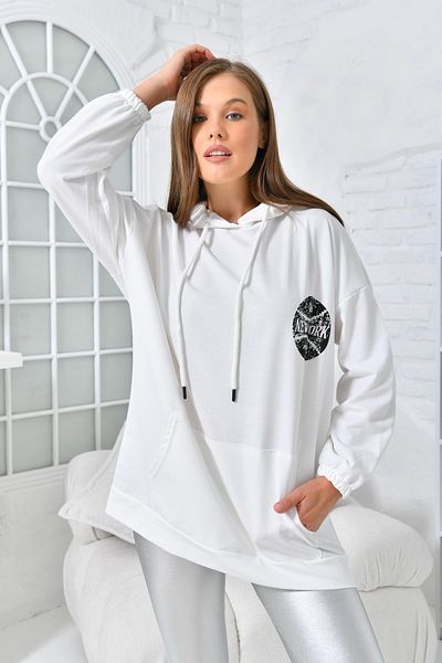 VOLT CLOTHİNG Sweatshirt mit New York-Print und Tasche für Damen