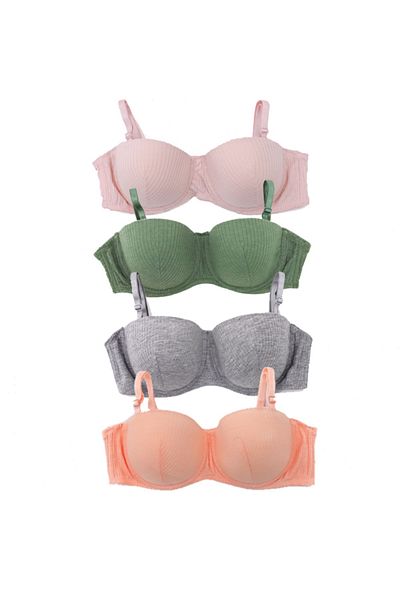 Lora Garden B Cup Unpadded Covered Underwire Full Pattern Strapless Bra Pack of 4